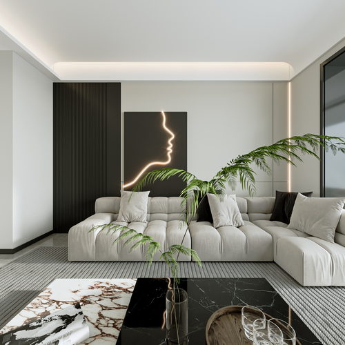 现代黑白灰两个全景