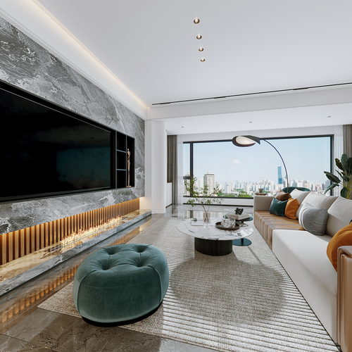 现代意式客餐厅+卧室