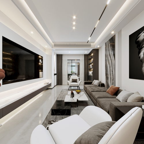 现代黑白灰五个全景