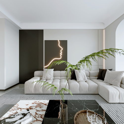 现代黑白灰两个全景