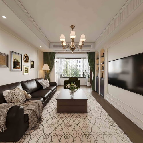 美式复古客餐厅+主卧室