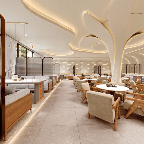 咖啡馆茶餐厅三个全景