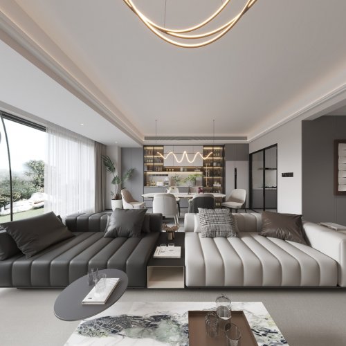 现代极简风两个空间