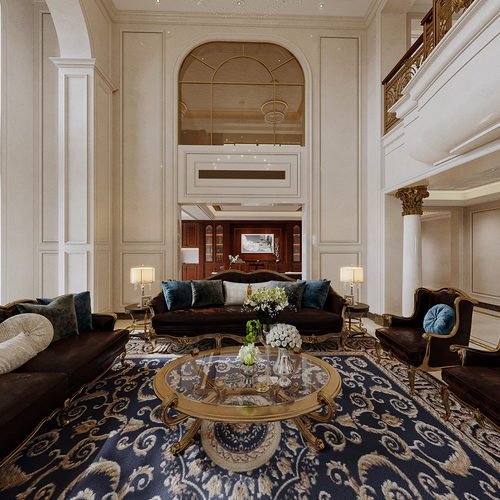 欧式挑空别墅一个全景