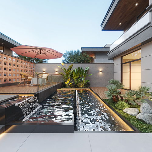 别墅庭院全景效果图