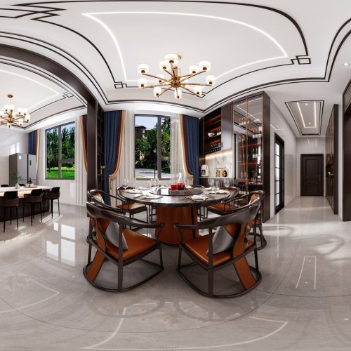 新中式别墅五个全景案例