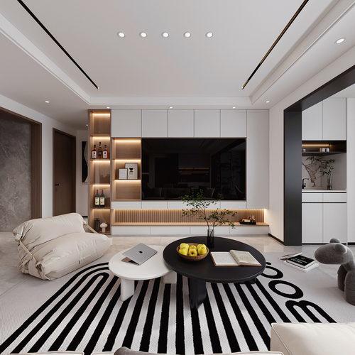 现代黑白灰两个全景