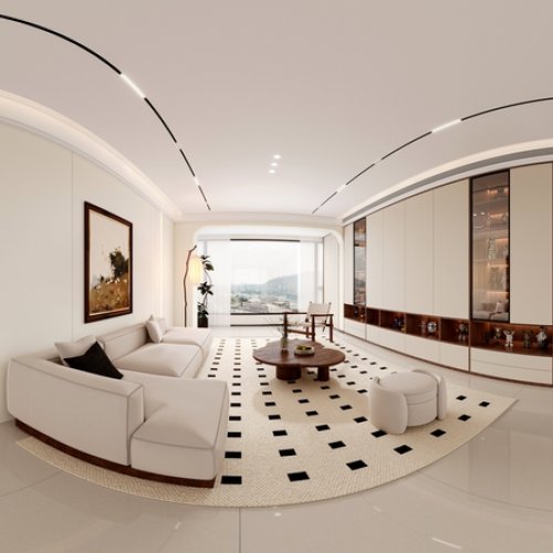 现代中古奶油风八个全景