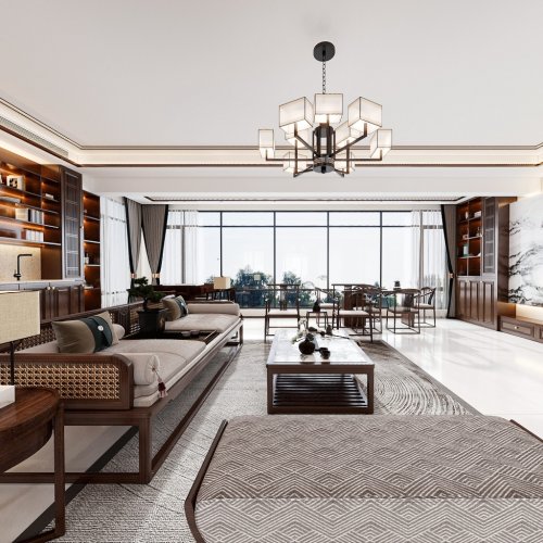 新中式大平层客餐厅