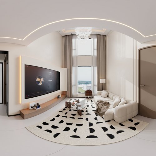 现代奶油风别墅 -酷家乐