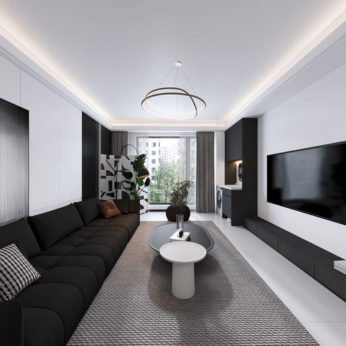 现代黑白灰三个全景