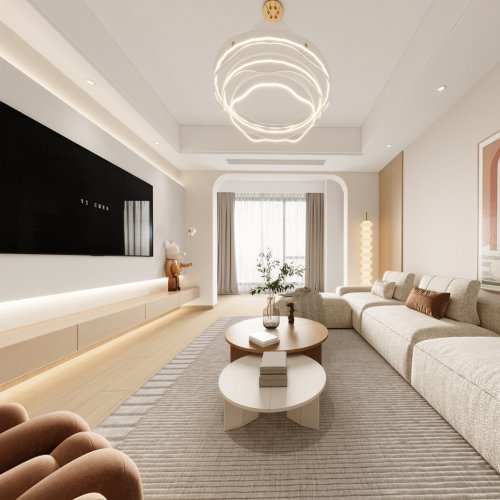 原木奶油风三个全景